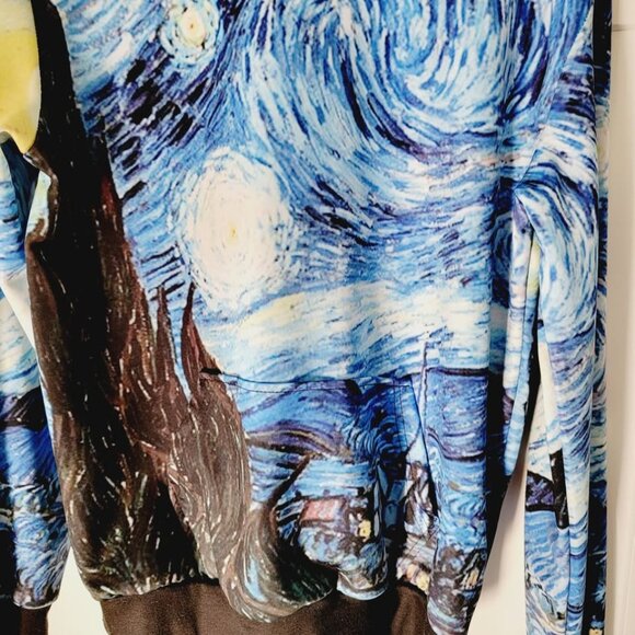 Van Gogh Starry Night Hoodie Hooded Pullover Sweatshirt Ladies Medium M - Picture 4 of 9